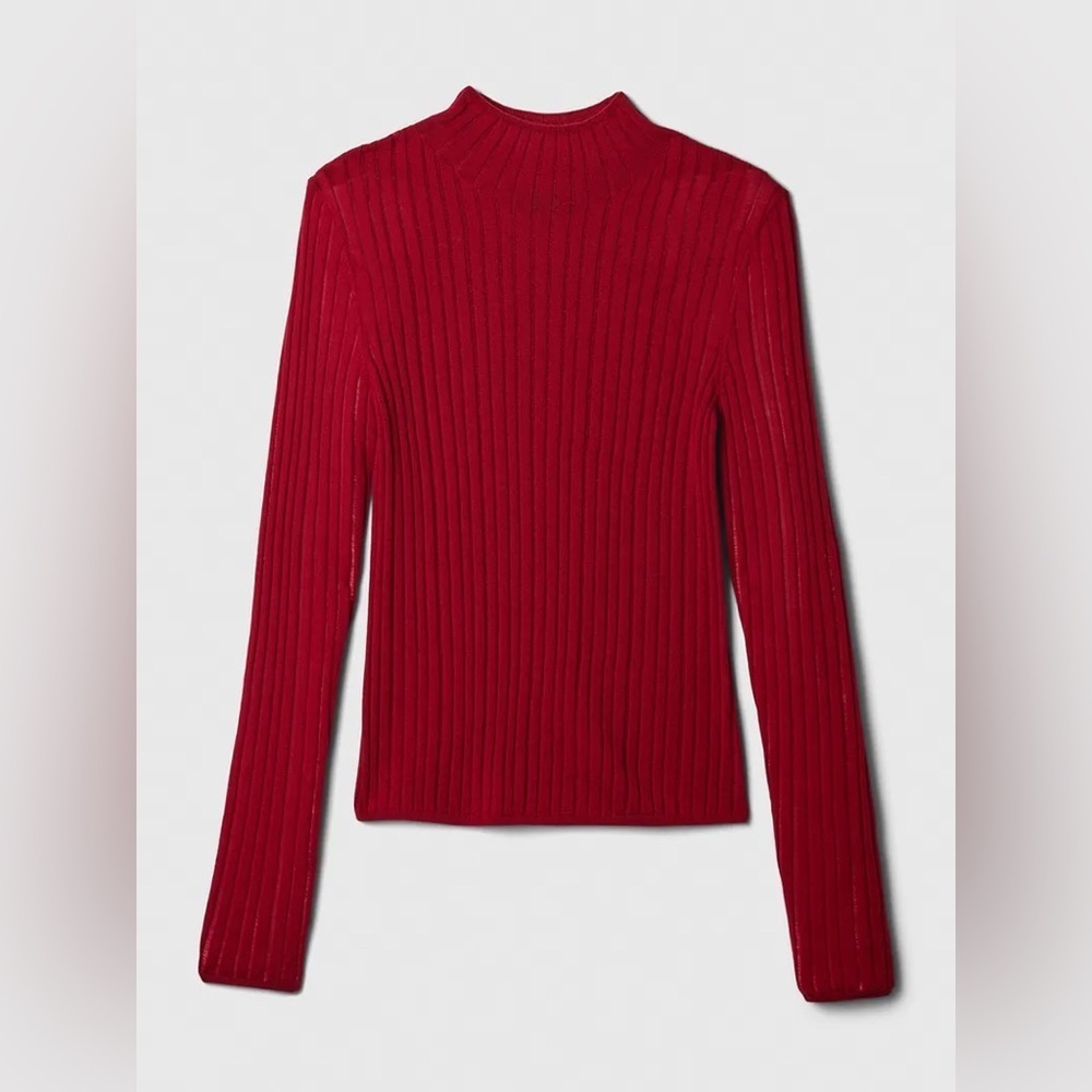 Cult Gaia x GAP Red Ribbed Wool Mock Neck Sweater NWT Size Large